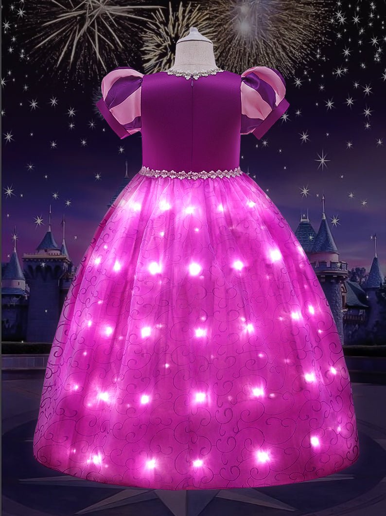 Light Up Rapunzel Princess Puff Sleeve Midi dress for Girls Party - Uporpor