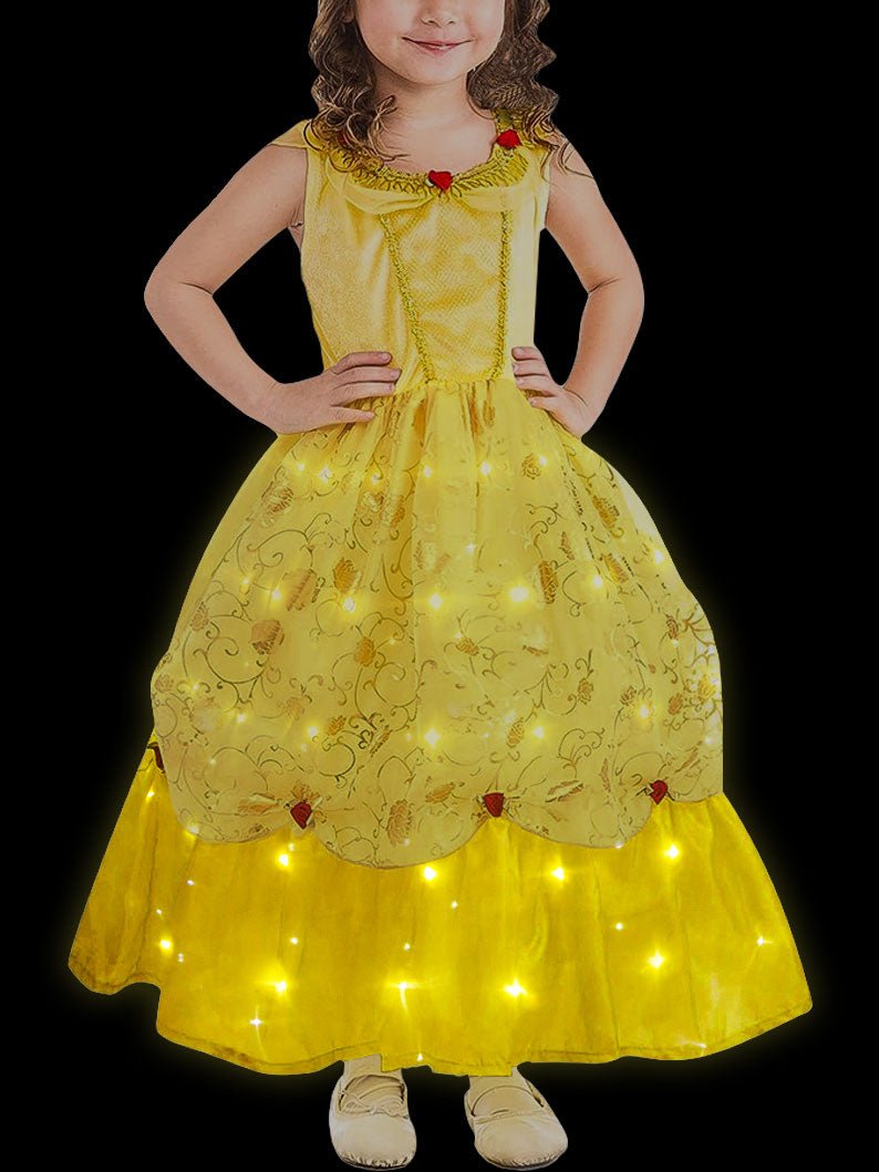 Light up Yellow Belle Beauty Princess Dress Up Costume for Party - Uporpor - Uporpor