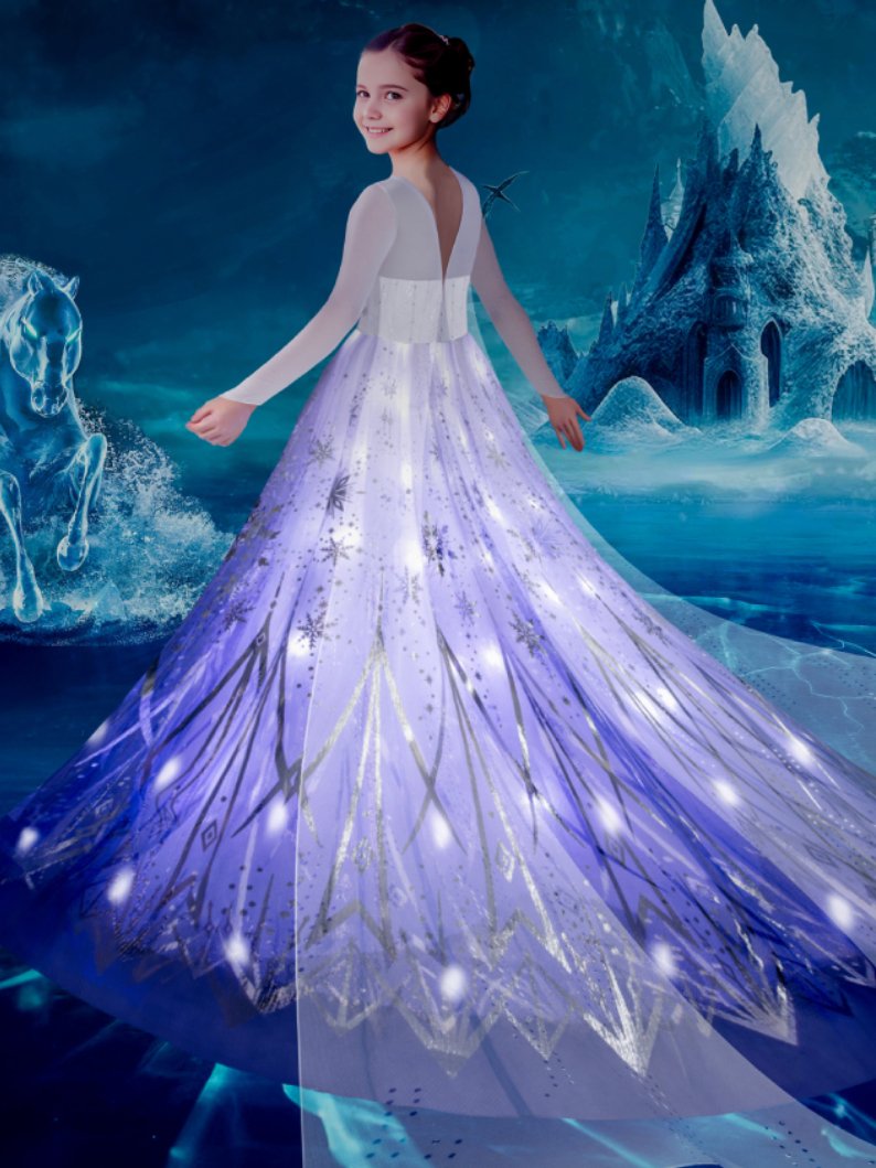 Festive Elsa LED Princess Gown - Toddler Birthday and Christmas Dress by Uporpor, 9-10Y Festive Elsa LED Princess Gown - Toddler Birthday and Christmas Dress by Uporpor, 9-10Y