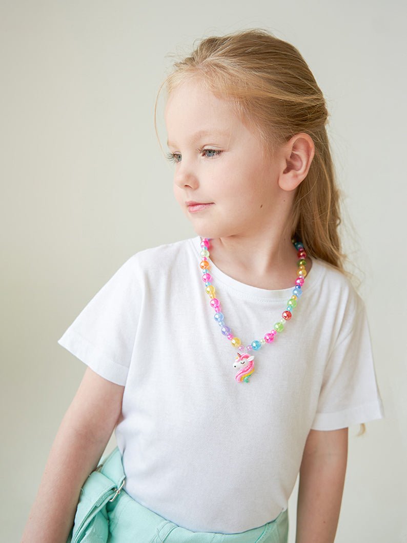 Unicorn Stretch Necklace Little Girl Necklace Bracelet Set- Uporpor - Uporpor