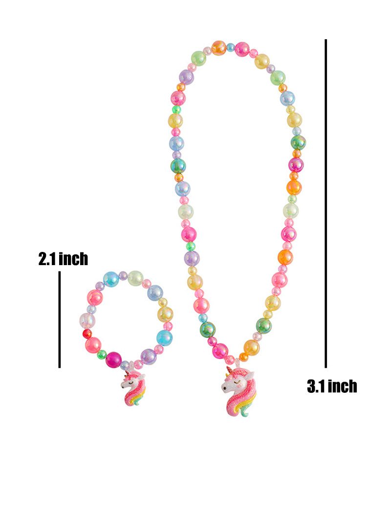 Unicorn Stretch Necklace Little Girl Necklace Bracelet Set- Uporpor - Uporpor